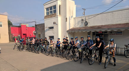 students biking