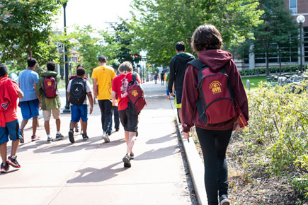 students walking