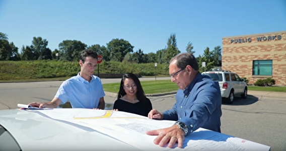 Ramsey County interns reviewing plans