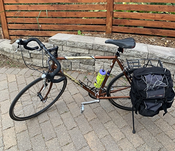 Shelton's bike loaded for his first commute