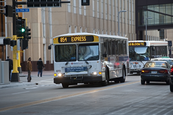 Buses in downtown Minneapolis