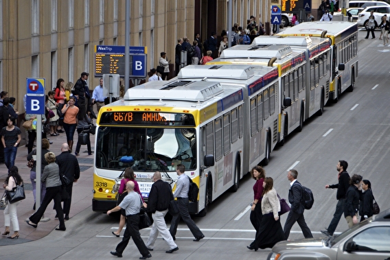 Buses in downtown Minneapolis