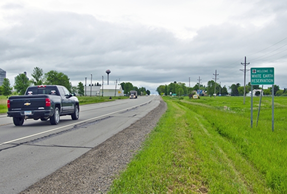 Traffic on a paved road on the White Earth Reservation