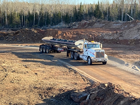 Truck hauling waste rock